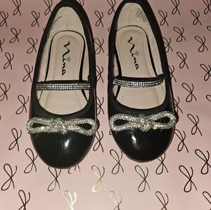 Nina Black Dress Shoes with Sparkling Bow
